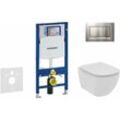 Geberit - Duofix - Set von Vorwandelement, Wand-WC und WC-Sitz Ideal Standard Tesi, Betätigungsplatte Sigma30, Rimless, SoftClose, Chrom matt/Chrom