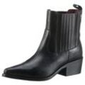 Cowboy Stiefelette TOMMY HILFIGER "TH LEATHER COWBOY BOOT" Gr. 38, schwarz, Damen, Leder, Elastischer Einsatz, unifarben, Schuhe, Blockabsatz, Cowboyboots, Westernstiefelette in spitzer Form