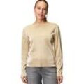 Kurzarmshirt ZERO "zero Plissee Shirt mit Metallic Optik", Damen, Gr. 40, naturegold, Jersey, Obermaterial: 100% Polyester. Ärmelfutter: ohne Futter., glänzend, feminin, figurumspielend normal, U-Boot-Ausschnitt, Langarm eingesetzt, Shirts, strukturiert