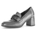 Pumps GABOR Gr. 40, silber (altsilberfarben), Damen, Kalbsleder, metallic, Schuhe, Blockabsatz, Businessschuh, Abendschuh, Schupfschuh, Zierkette