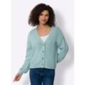 Strickjacke HEINE, Damen, Gr. 34, grün (mint), 50% Baumwolle, 50% Polyacryl, unifarben, Langarm, Strickjacken