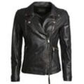 Bikerjacke JCC "7080", Damen, Gr. 34, schwarz, Obermaterial: 100% Leder, Schaf / Futter: 100% Baumwolle / Ärmelfutter: 100% Polyester, Jacken