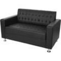 2er Sofa Pori, Couch Loungesofa, Kunstleder, Metall-Füße schwarz