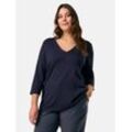 Samoon 3/4 Arm Pullover Damen Viskose, blau