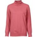 Rollkragenpullover CASUAL LOOKS "Pullover", Damen, Gr. 36, rot (korallenrot), 100% Baumwolle, unifarben, figurumspielend, Langarm, Pullover