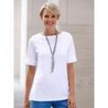 Kurzarmshirt CLASSIC BASICS "Shirt", Damen, Gr. 42, weiß, 100% Baumwolle, unifarben, U-Boot-Ausschnitt, Kurzarm, Shirts