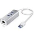 CSL 3-Port USB 3.1 Gen1 Verteiler inkl. Netzwerkadapter mit RJ45 Buchse / Aluminium Gehäuse