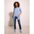 T-Shirt CASUAL LOOKS "Shirt", Damen, Gr. 36, blau (bleu, ecru, geringelt), 50% Baumwolle, 50% Modal, gemustert, gestreift, mehrfarbig, Rundhals, Langarm, Shirts