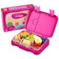 yummy buddy Kinder Brotdose 6 Fächern Klick-Verschluss BPA-Frei Pink