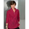 Langarm-Poloshirt CLASSIC BASICS "Winter-Shirt", Damen, Gr. 38, rot (rot, gemustert), 100% Baumwolle, unifarben, ohne Ausschnitt, Langarm, Shirts