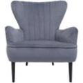 Lounge-Sessel HHG 737, Cocktailsessel Polstersessel Sessel, Samt (280g/m²) grau