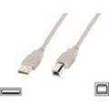 USB-Kabel usb 2.0 usb-a Stecker, usb-b Stecker 1.80 m Beige AK-300102-018-E - Digitus