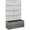 Hochbeet,Blumenkasten,Pflanzkasten mit Rankgitter 3 Töpfe 83×30×130cm Poly Rattan Grau VMEC926855 MaisonChic