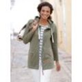 Shirtjacke CASUAL LOOKS "Sweatjacke", Damen, Gr. 36, grün (khaki), 50% Baumwolle, 50% Polyester, unifarben, Langarm, Shirts