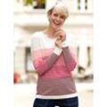 Streifenpullover CLASSIC BASICS "Rundhals-Pullover", Damen, Gr. 38, ecru, rot, geringelt, 100% Polyacryl, gemustert, gestreift, mehrfarbig, Langarm, Pullover