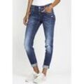 Relax-fit-Jeans GANG "94GERDA", Damen, Gr. 26 (34), N-Gr, blau (blau used), Denim/Jeans, Obermaterial: 98% Baumwolle, 2% Elasthan, unifarben, modisch, relaxed fit lang, Jeans, mit halb offener Knopfleiste, Topseller