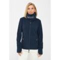 Fleecejacke BENCH. "FUNNEL", Damen, Gr. 38, blau (navy), Fleece, Obermaterial: 100% Polyester, unifarben, Glanzfaden, casual, schmal, Langarm, Jacken, mit Glitzerstickerei