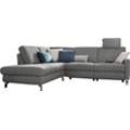 Ecksofa 3C CANDY "Mainau modern und elegant, mit gutem Sitzkomfort, L-Form", grau, B:257cm H:89cm T:220cm, Struktur ( 100% Polyester), Luxus-Microfaser weich: 98% Polyester, 2% Nylon, , Struktur weich (mit Wasser zu reinigen): 16% Baumwolle, 79% Polyester, 5% Polyacryl, Sofas, wahlweise mit elektrischer Relaxfunktion, Federkern