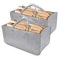 Swanew 2 Stück Filztaschen für Kaminholz Einkaufstasche Filzkorb Holzkorb Kaminholztasche Einkaufskorb Zeitungskorb Shopper aus Filz faltbar groß