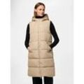 Steppweste PIECES "PCBEE NEW LONG PUFFER VEST NOOS BC", Damen, Gr. L (40), silber (silber mink), Steppware, Obermaterial: 100% Polyester, unifarben, modisch, Westen