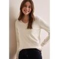 Strickpullover CECIL, Damen, Gr. XS (36), desert beige melange, Strick, Obermaterial: 60% Baumwolle, 40% Viskose, meliert, casual, regular fit taillenbedeckt, V-Ausschnitt, Langarm Rippbündchen, Pullover, mit V-Ausschnitt