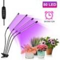 Randaco - swanew Pflanzenlampe led Vollspektrum Pflanzenlicht 80 LEDs, 4 Köpfe Grow Lampe Pflanzenleuchte Wachstumslampe für Pflanzen, 10 Dimmstufen