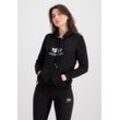 Hoodie ALPHA INDUSTRIES "Alpha Industries Women - Hoodies New Basic Hoodie Wmn Foil Print", Damen, Gr. XS, schwarz (schwarz, metalsilber), Obermaterial: 80% Baumwolle, 20% Polyester, regular fit, Sweatshirts