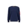 Sweater ALPHA INDUSTRIES "Alpha Industries Men - Sweatshirts Double Layer Sweater", Herren, Gr. M, blau (ultra navy), Obermaterial: 80% Baumwolle, 20% Polyester, regular fit, Sweatshirts