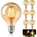 Ccykxa E27 Retro-Edison-Glühbirnen, 6er-Pack (nicht dimmbar), E27 G80 4 w LED-Edison-Glühbirnen, Retro-Filament-Edison-Glühbirnen, warmweiße