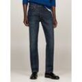 Straight-Jeans TOMMY HILFIGER "STRAIGHT DENTON STR CREST INDIGO", Herren, Gr. 30, Länge 32, blau (crest indigo), Denim/Jeans, Obermaterial: 99% Baumwolle, 1% Elasthan, casual, Jeans