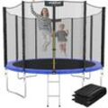 KINETIC SPORTS Trampolin Outdoor 'Salto Plus' Ø 183/244/305/366/400/430/490 cm - Komplett-Set für Kinder, USA Sprungtuch, Netz, Randpolster, Leiter - bis zu 160kg Blau-4 Ø 275 cm Ø 275 cm, Blau-4