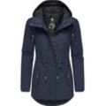 Winterjacke RAGWEAR "Monadis Black Label", Damen, Gr. L (40), blau (graublau), Außenmaterial: 65% Polyester, 35% Baumwolle, Innenfutter: 100% Polyester, Wattierung: 100% Polyester, modisch, figurbetont Po-bedeckend, hoch geschlossener Ausschnitt, Langarm Ärmel ohne Ärmelschlitz Rippstrickbündchen, Jacken, stylischer Winterparka für die kalte Jahreszeit