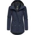 Winterjacke RAGWEAR "Monadis Black Label", Damen, Gr. S (36), blau (graublau), Außenmaterial: 65% Polyester, 35% Baumwolle, Innenfutter: 100% Polyester, Wattierung: 100% Polyester, modisch, figurbetont Po-bedeckend, hoch geschlossener Ausschnitt, Jacken, stylischer Winterparka für die kalte Jahreszeit, Topseller