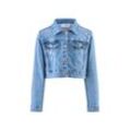 Jeansjacke HAPPY GIRLS, Mädchen, Gr. 110, blau (jeans blau), Denim/Jeans, Obermaterial: 98% Baumwolle, 2% Elasthan, unifarben, casual, regular fit, Langarm, Jacken