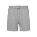 Sweatshorts TOMMY JEANS "TJM S FLAG BEACH SHORT EXT", Herren, Gr. L, N-Gr, grau (grau htr), Sweatware, Obermaterial: 80% Baumwolle, 20% Polyester, casual, Hosen