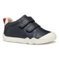 Sneaker GEOX "B STEPPIEUP BOY", Kinder, Gr. 21, blau (navy, rot), Nappaleder, casual, Schuhe, Barfußschuh, Babyschuh, Klettschuh mit Lederinnenausstattung