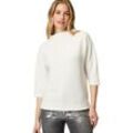 Sweatshirt ZERO "zero Jerseyshirt mit Stehkragen", Damen, Gr. 34, weiß (sanftes weiß), Sweatware, Obermaterial: 75% Polyester, 21% Viskose, 4% Elastan. Ärmelfutter: ohne Futter., unifarben, casual, figurumspielend normal, 3/4-Ärmel weit, Sweatshirts, Plain/ohne Details