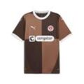 Trainingstop PUMA "FCSP HOME JERSEY", Herren, Gr. S, espresso braun, puma weiß, Web, Obermaterial: 100% Polyester, gemustert, sportlich, regular fit normal, Rundhals, Kurzarm, Tops, Fußballtrikot - FC St. Pauli Heimtrikot 2024/2025