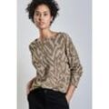 Jacquardpullover STREET ONE Gr. 36, honey sand, Damen, Strick, Obermaterial: 75% Polyester, 22% Viskose, 3% Elasthan, bedruckt, Pullover, mit Two-Tone Jacquard