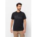 T-Shirt JACK WOLFSKIN "BRAND T M", Herren, Gr. M (50), schwarz, Obermaterial: 100% Cotton organic; Kontrast: 100% Cotton organic, Shirts