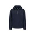 Hoodie NO EXCESS, Herren, Gr. L, blau (blauberry), Sweatware, Obermaterial: 100% Baumwolle, unifarben, casual, regular fit taillenbedeckt, ohne Ausschnitt, Langarm Rippbündchen, Sweatshirts, mit Logo Stickerei