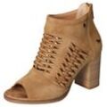 Sandalette MUSTANG SHOES, Damen, Gr. 40, braun (hellbraun), Lederimitat, feminin, Schuhe Ankleboots Peeptoe Sommerboots Stiefelette, Sommerschuh, Sandale, mit praktischem Fersenreißverschluss