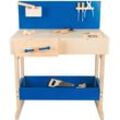 Spielwerkbank SMALL FOOT "Kinderwerkbank, blau", blau, Rollenspielzeug, KinderB:44cm H:93cm L:72cm, Holz, Metall, B:44cm H:93cm L:72cm