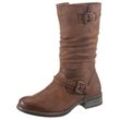 Stiefel RIEKER Gr. 42, Normalschaft, braun (cognac, used), Damen, Lederimitat, used, Schuhe, Boots, Winterboots, Blockabsatz mit gerafftem slouchy-Schaft, Topseller