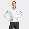 Laufshirt ADIDAS PERFORMANCE "OTR B LS", Damen, Gr. L, weiß, Obermaterial: 86% Polyester, 14% Elasthan, sportlich, Rundhals, Shirts