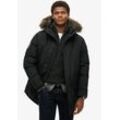 Parka SUPERDRY "EVEREST FAUX FUR PARKA JACKET", Herren, Gr. L, schwarz (jet schwarz), Web, Obermaterial: 100% Polyester, unifarben, modisch, loose fit, Langarm, Jacken