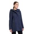 Wolljacke GIL BRET "Gil Bret Wolljacke mit Kapuze", Damen, Gr. 42, blau (moonlight blau melange), Bouclu00e9, Obermaterial: 32% Baumwolle, 27% Polyester, 18% Wolle, 18% Polyacryl, 5% diverse Faserarten. Besatz: 100% Polyamid. Futter: 100% Polyester. Füllung: 100% Polyester., sportlich, ausgestellt, Langarm, Jacken