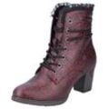 Winterstiefelette RIEKER Gr. 42, bordeaux multi, Damen, Lederimitat, geblümt, Schuhe, Schnürstiefelette, Reißverschluss-Boots, Blockabsatz, Blumenprint