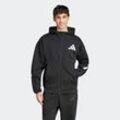 Kapuzensweatshirt ADIDAS SPORTSWEAR "M Z.N.E. FZ" Gr. L, schwarz-weiß (schwarz, weiß), Herren, Obermaterial: 57% Polyester, 43% Baumwolle, Sweatshirts