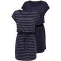 Shirtkleid ONLY "ONLMAY LIFE S/S DRESS 2 PACK CS JRS", Damen, Gr. L (40), N-Gr, blau (night sky detail:pack nigth sky stripe cloud dancer (nadia)), Jersey, Obermaterial: 100% Baumwolle, gestreift, casual, Rundhals, Kurzarm, Kleider, flexibel taillierbar für individuelle Passform